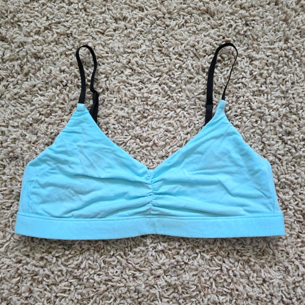 Women's MeUndies Sky Blue Triangle Front Cinch Bralette Adjustable Straps - S